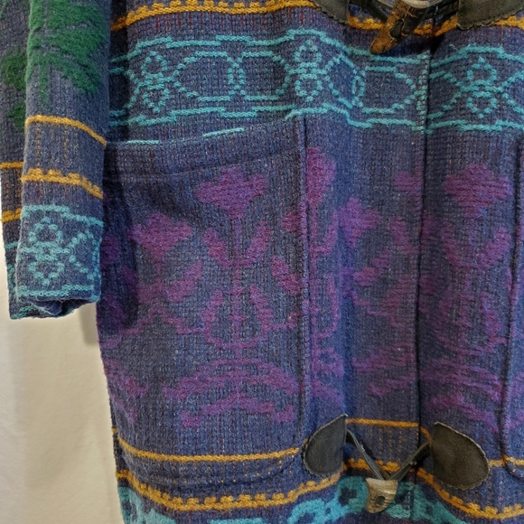 *RARE* Vintage Woolrich Navajo Wool Blend Blanket-Style Hooded Coat - Picture 3 of 8